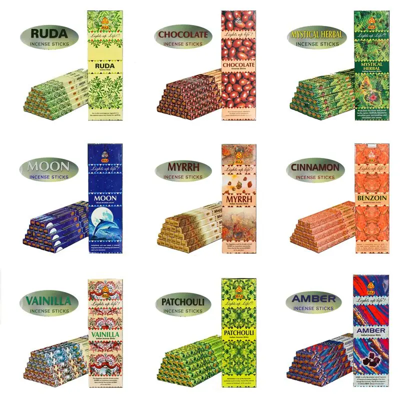 5 small boxes India Incense Sticks 10 Flavors Handmade Aromatherapy