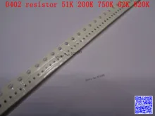 0402 F SMD resistor 1/16W 51K 200K 750K 62K 820K ohm 1% 1005 Chip resistor 500PCS/LOT