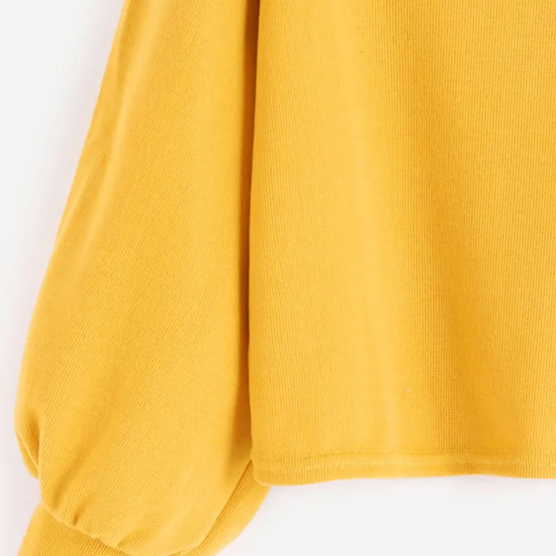 Dotfashion, свитер с воронкой и рукавом-фонариком, Женская толстовка, новинка, кавайные осенние желтые пуловеры, толстовка