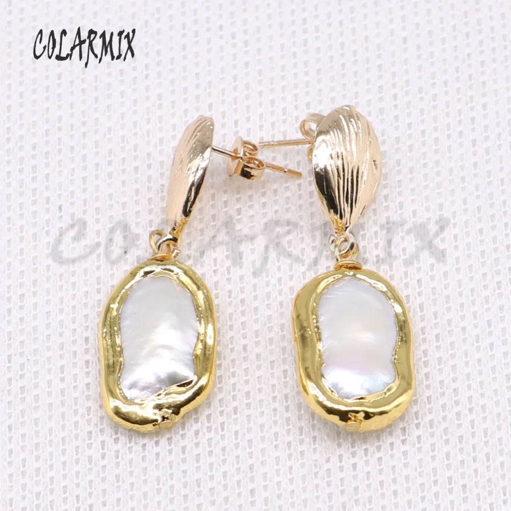 

Wholesale Gold color Plated pearls earrings natural pearls earrings High quality pearls earrings elegant Gift for lady 4035