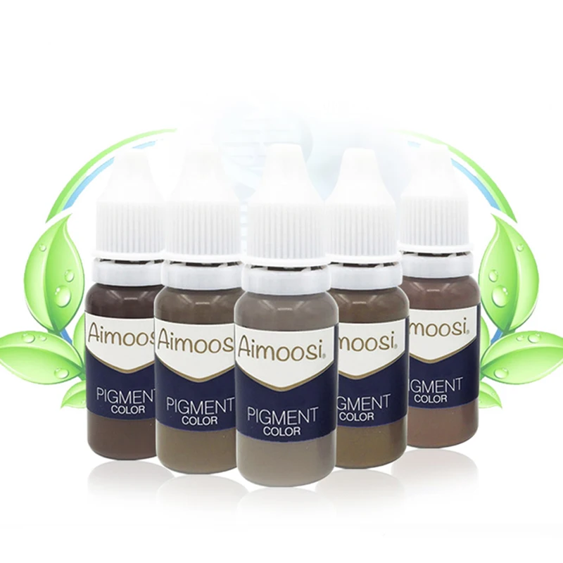 

6 pcs Aimoosi Mirco permanent makeup tattoo inks pigment for fog feather eyebrow makeup 6 colors lighet brown free shipping