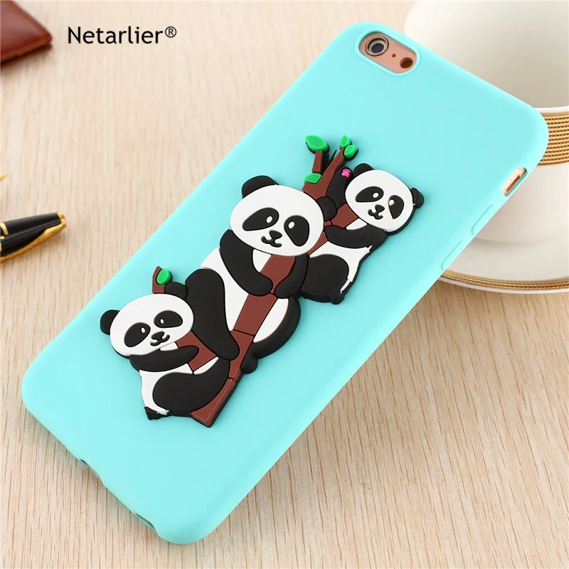 Netarlier For iPhone 6S Plus Case Cute Panda Cartoon TPU Back Cover Soft Silicone Protective Coque Apple 6 |