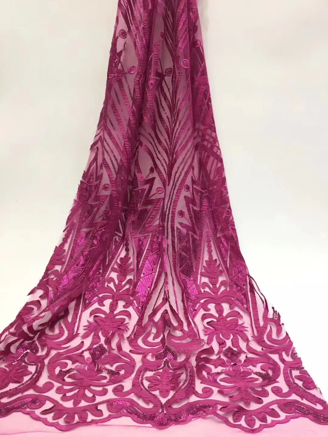 

Red African Lace Fabrics Yellow white French Lace Fabric,2019 High Quality Sequins George Lace For Nigerian Women