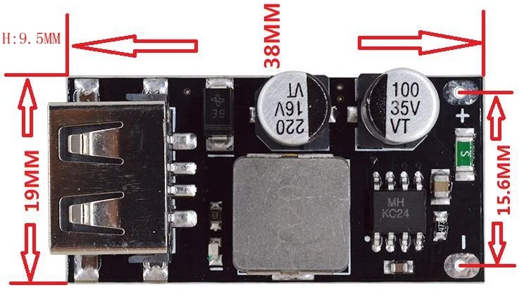 

MH-KC24 QC3.0 QC2.0 USB DC-DC Buck Converter Charging Step Down Module 6-32V 9V 12V 24V to Fast Quick Charger Circuit Board 5V