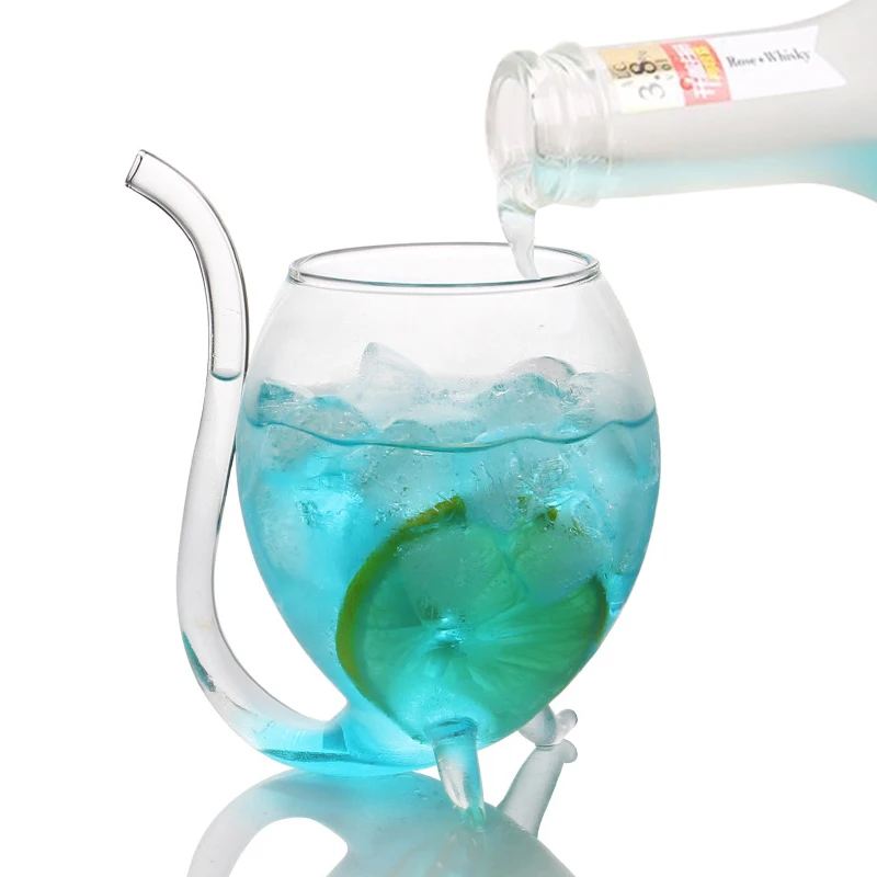 

KHGDNOR Creative Wine Straw Glass Cup Cold Drink Cup Home and Party Coffee Milk Juice Glass Cup 300ml