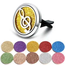 Musical Note Aromatherapy Car Diffuser Stainless Steel Car Air Freshener Perfume Essential Oil Diffuser Locket with Shiny Pads