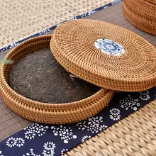 Ручной работы из ротанга Плетеный Pu-erh чай торт коробка для хранения канистра кухня контейнер маленький