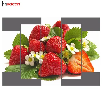 

5PCS Strawberry Picture of Rhinestones Triptych Almaznaya Mosaic Fruit Cross Stitch Diamond Painting Craft for Home Decor