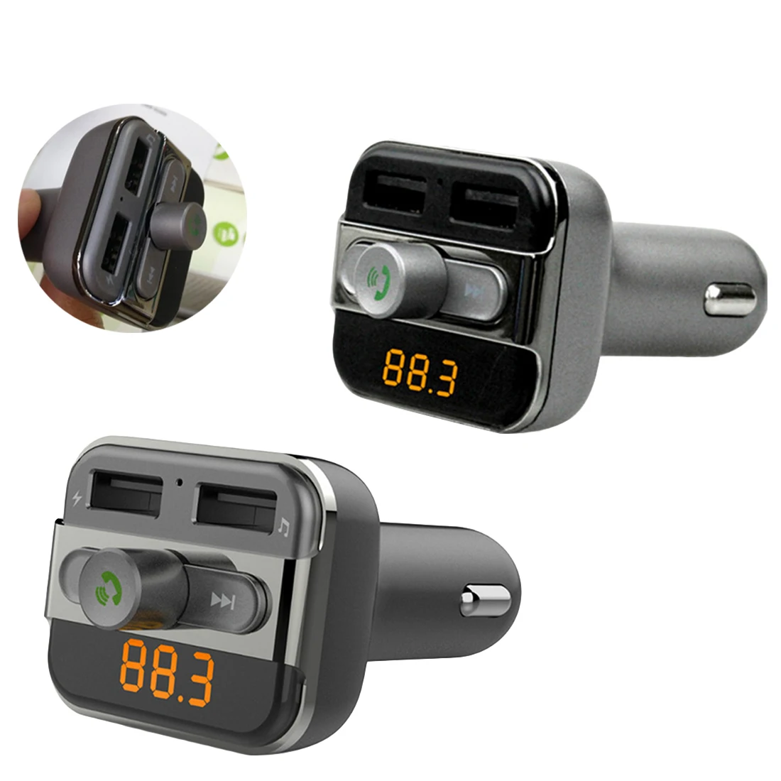 

Marsnaska Car MP3 Audio Player FM Transmitter Wireless Modulator Car Bluetooth Kit Hands Free With Dual USB Charger TF Slot