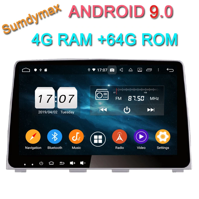 Clearance 9" octa core 4G RAM android 9.0 car multimedia player for hyundai Sonata 2018 with gps navigation 4G WIFI head unit autoradio 0