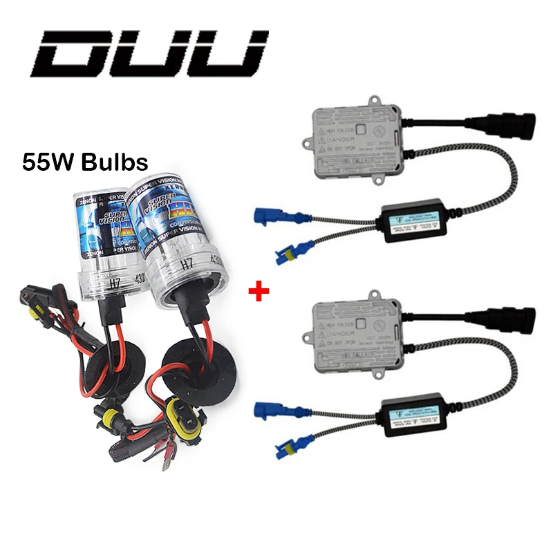 DUU 55 Вт тонкий балласт комплект HID ксеноновая лампочка 12 V H1 H3 H7 H11 9005 9006 4300 k 5000 6000 8000