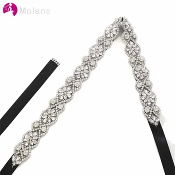 

MOLANS European Boutique Diamond Bridal Waistbands for Wedding Dress Manual Customized Inlaid Drill Silk Satin Gown Accessories