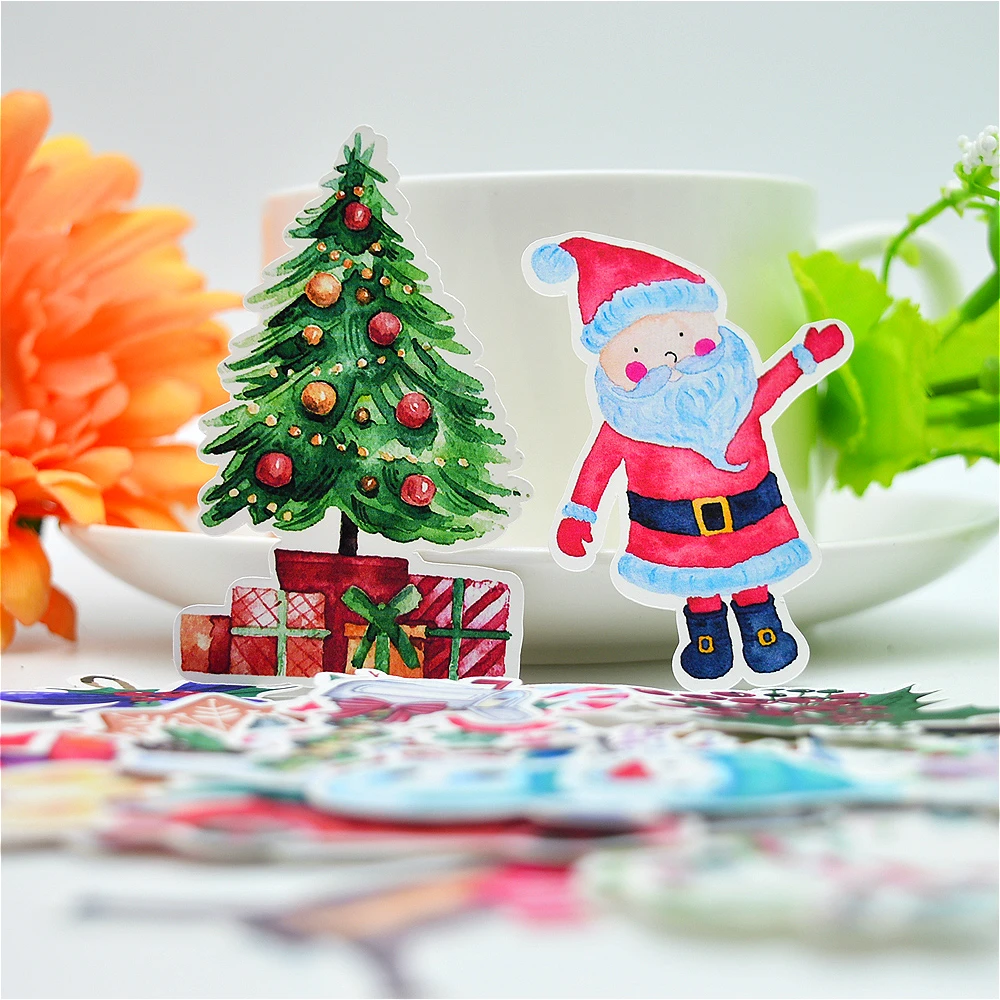33 шт красочные Рождественская наклейка Kawaii Санта Клаус/Снеговик/Рождественская елка Тетрадь планировщик очень тонкий/Новый год