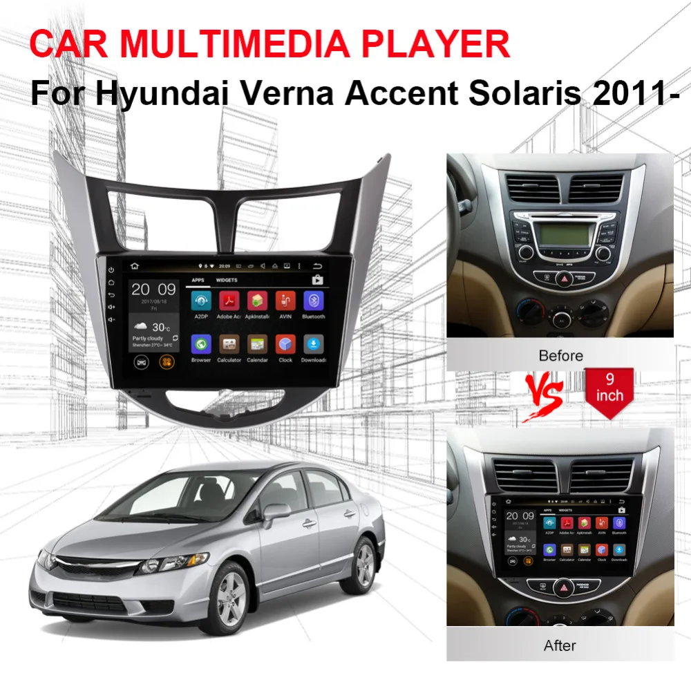Top 9 Inch IPS Screen Android Octa Core 4GB RAM Car Radio Stereo For Hyundai Verna Accent Solaris 2011-2015 DVD Multimedia Player 0 Top 9 Inch IPS Screen Android Octa Core 4GB RAM Car Radio Stereo For Hyundai Verna Accent Solaris 2011-2015 DVD Multimedia Player 0