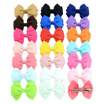 

20pcs New Born Girls Solid Grosgrain Ribbon Bow Tie Hair Clip Baby Kids Hairpins Hairgrips Women Hair Accessories Barrettes