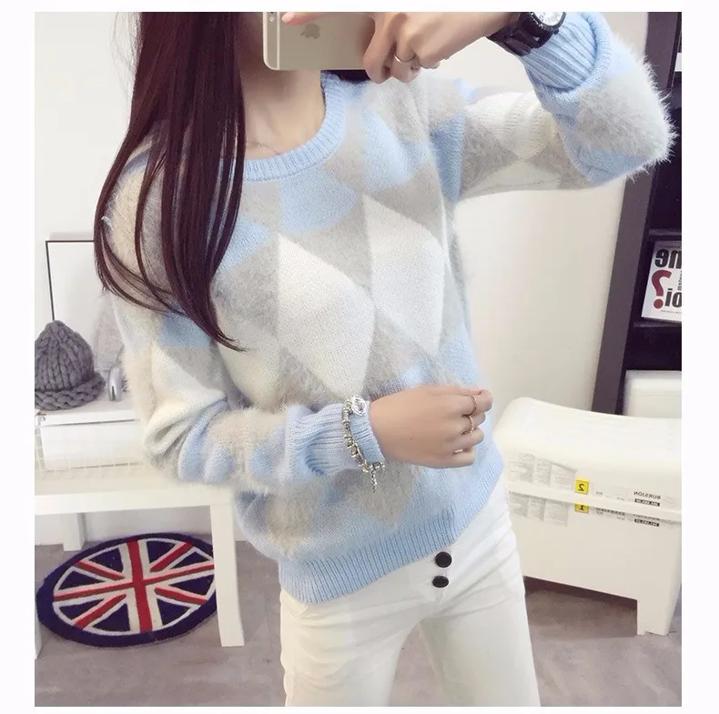 2018 Female Pullovers Winter Sweater Fashion Women Spring Autumn Pullover Long Sleeve Plaid Casual Ladies Sweaters 2018 Female Pullovers Winter Sweater Fashion Women Spring Autumn Pullover Long Sleeve Plaid Casual Ladies Sweaters