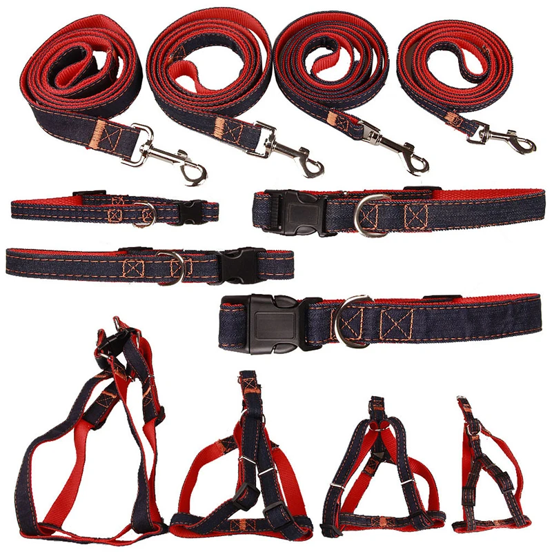 

Jean Adjustable Dog Leash Harness Set Pet Dog Puppy Collar Dog Vest Harness Dog Outdoor Training Walking Leash