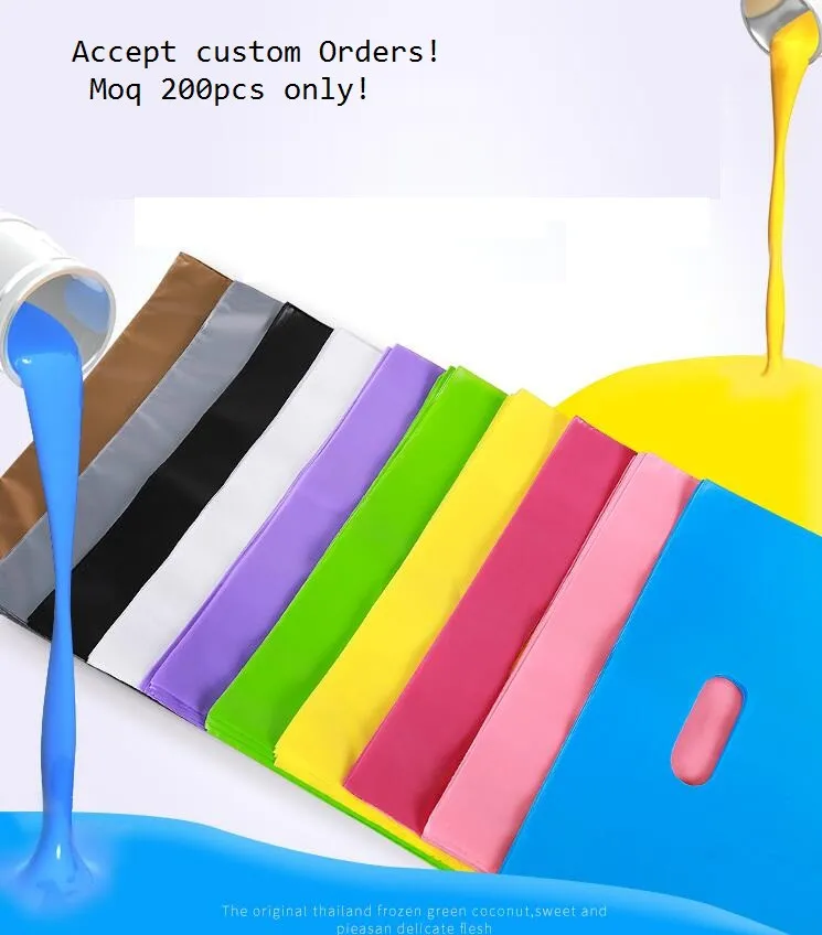 50pcs Colorful Large Plastic Shopping Bags with Handle, Festival gift bag package ( Custom Logo ...