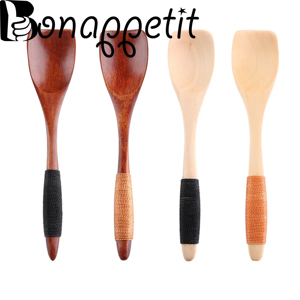

1PC New Practical Japanese Wooden Shovel-shape Spoon Bamboo Kitchen Cooking Utensil Soup Ice Cream Tea Spoon