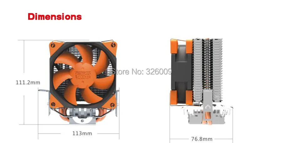 PCcooler S88 Процессор охладитель 2 тепловые трубки 4pin 8 см ШИМ тихий вентилятор для AMD Intel 775 1151 1150 1155 1156 1366 охлаждающий вентилятор радиатора