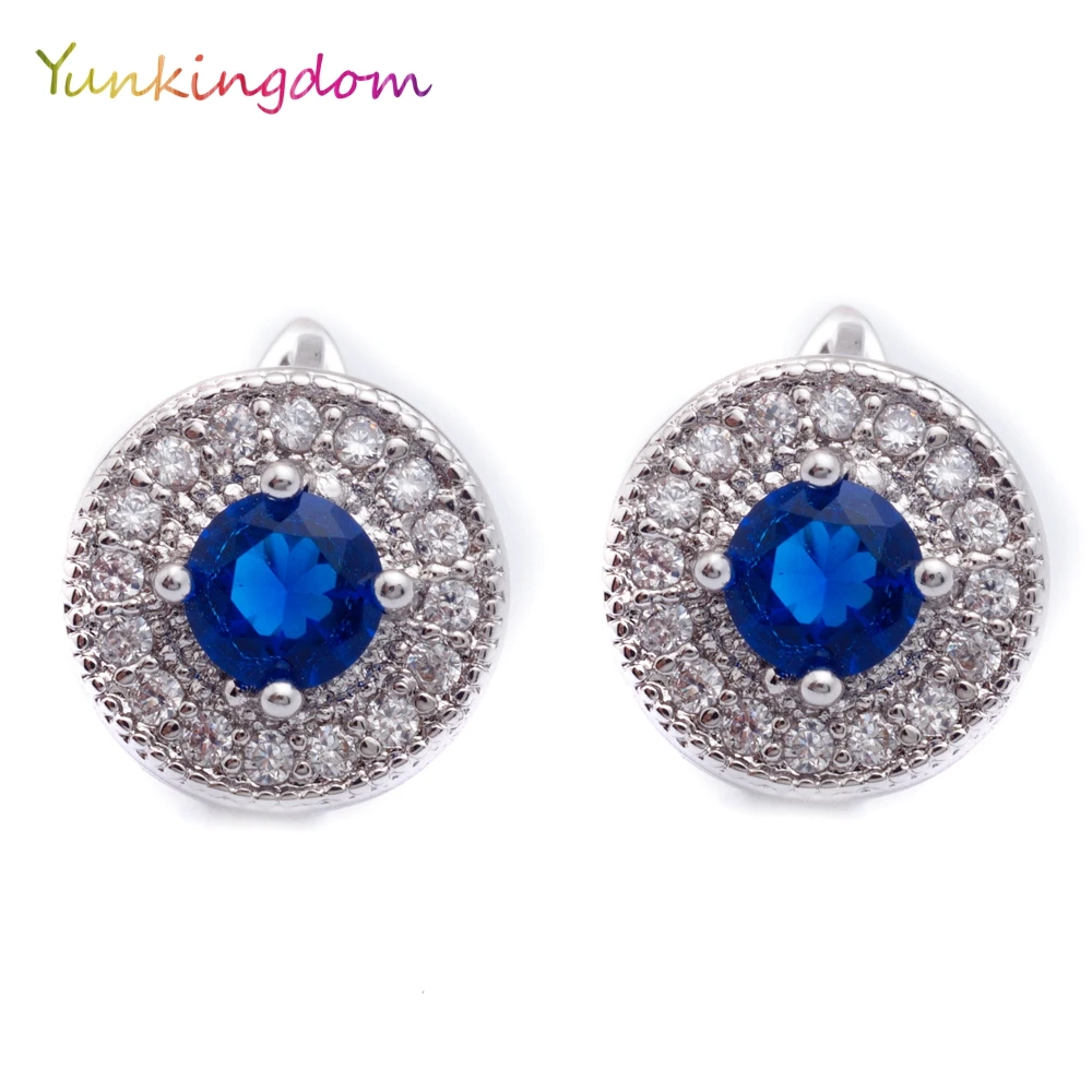 Классические круглые серьги кольца Yunkingdom 7 цветов кристаллы модные ювелирные