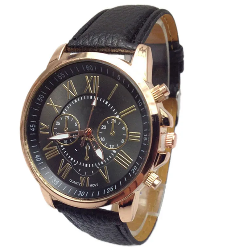 

2017 NEW Women watch and men watch Roman Numerals Faux Leather Analog Quartz Wrist Watch relojes mujer kol saati Oct17