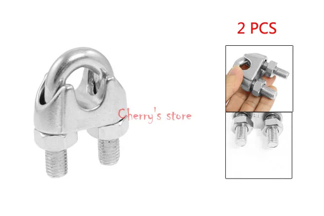 

Best Promotion Wholesale Price 2 PCS Silver Tone 0.55" 14mm Wire Rope Grip Cable Clamp 304 Stainless Steel