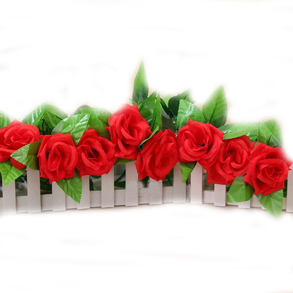 Fake Silk Roses Ivy Vine Artificial Flowers with Green Leaves DIY For