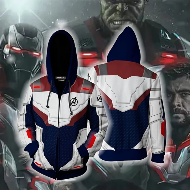 Avengers Endgame Quantum Realm Cosplay Costumes Advanced Tech Hoodie Jackets Superhero Captain Marvel Iron Man hulk Sweatshirt