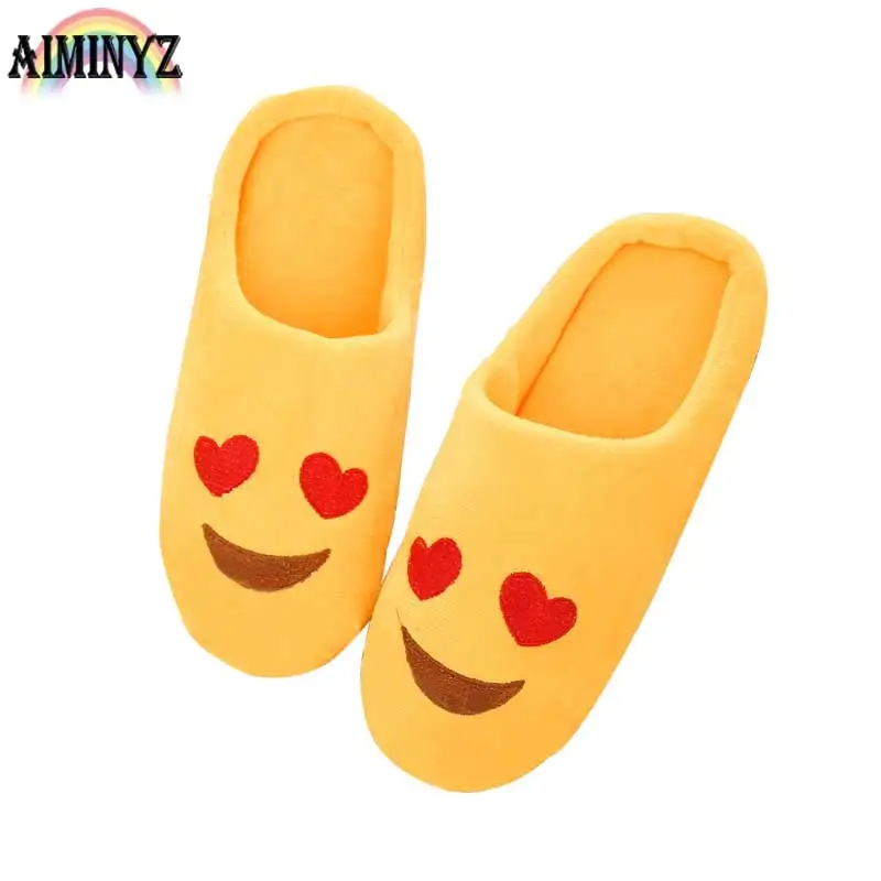 

Emoji Slippers Women Soft Expression Home Plush House Warm Shoes Bedroom Fur Emotion Room Cartoon Comfort Indoor Floor Chausson