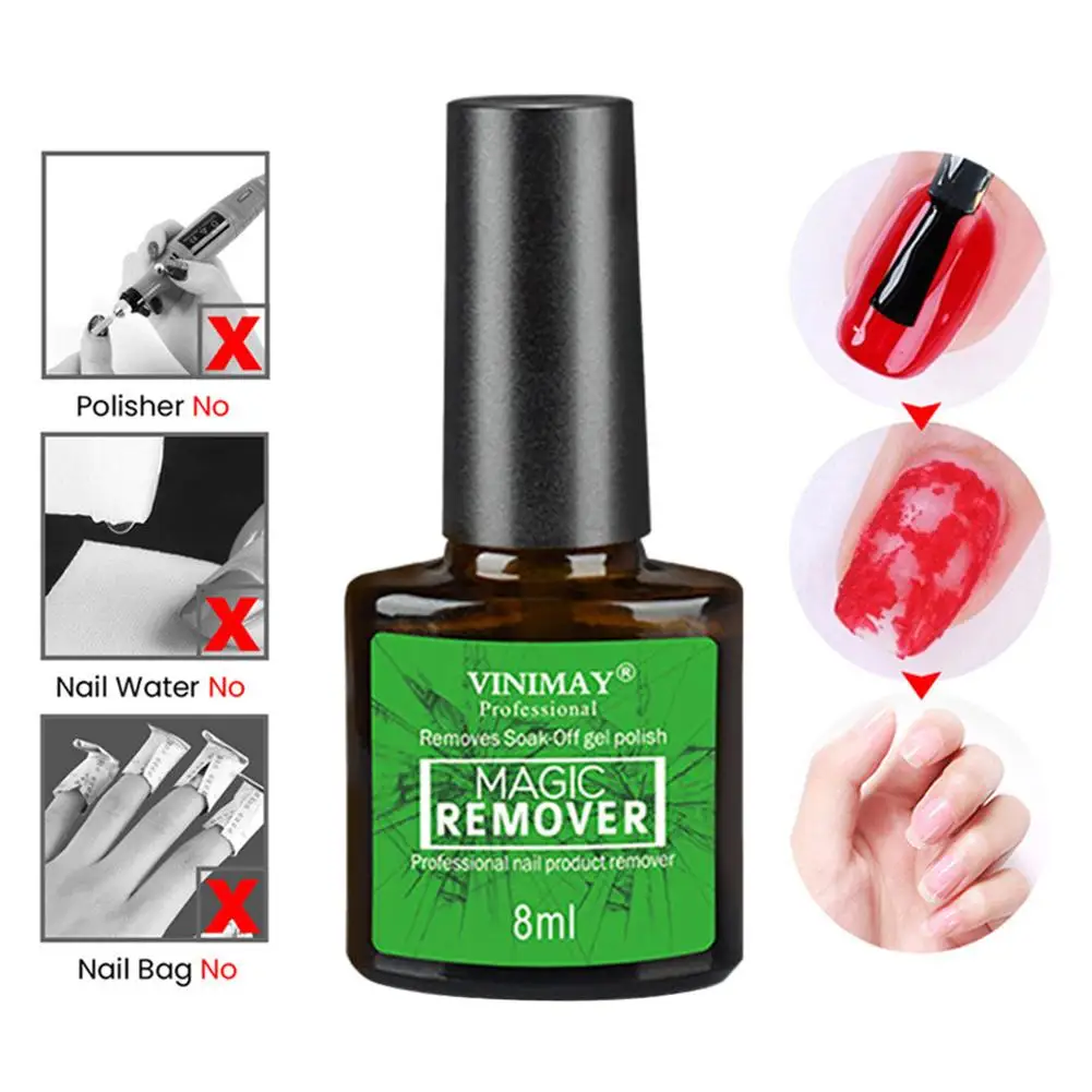 8ml VINIMAY Magic Nail Polish Remover Professional Quick Remove Nail Polish Burst Magic Glue Removes Soak-Off Gel Manicure Tools