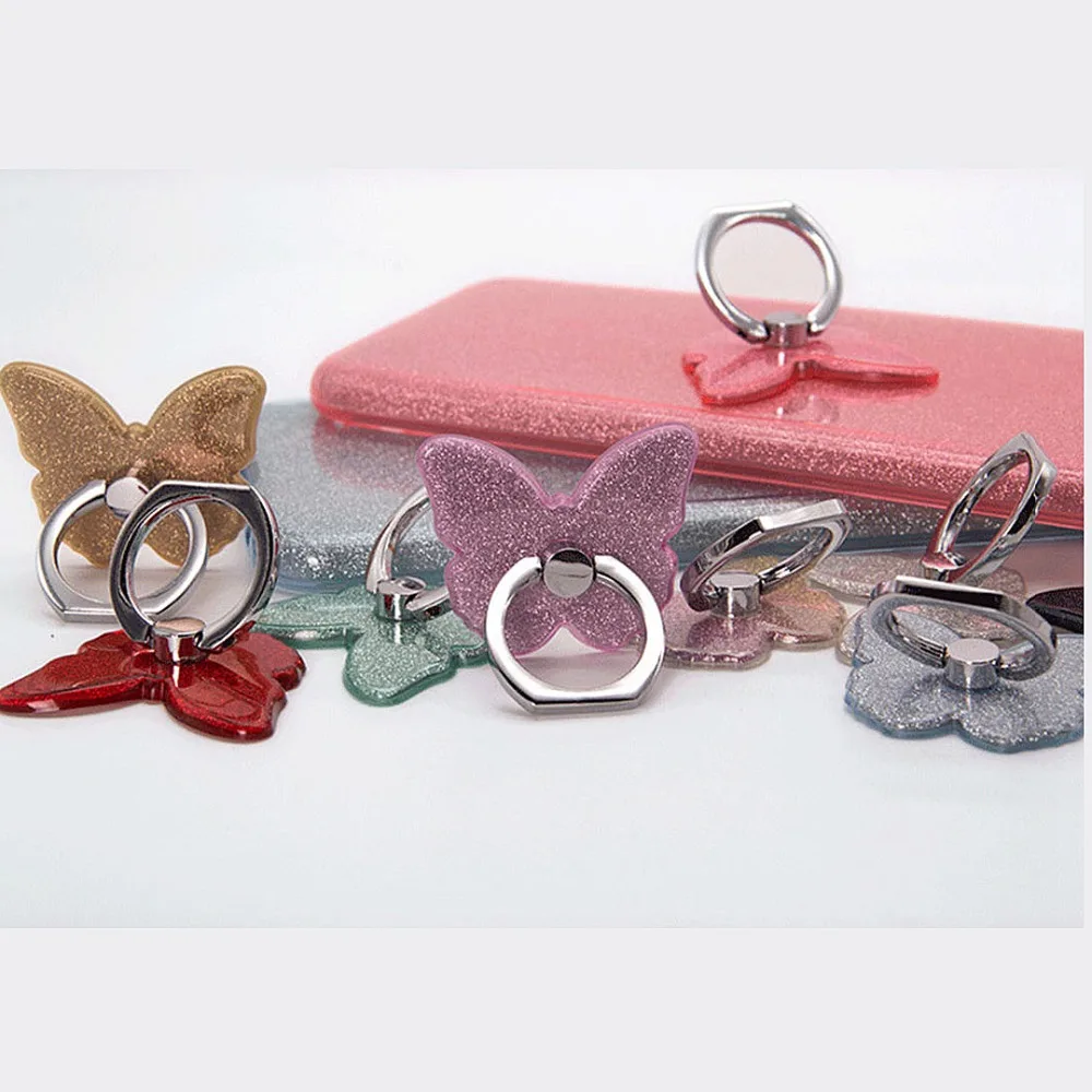 Finger Ring Holder 360 Degree Mobile Phone Smartphone Stand For iPhone X 8 7 6 Glitter Mount For Samsung Cell Round Phone Holder