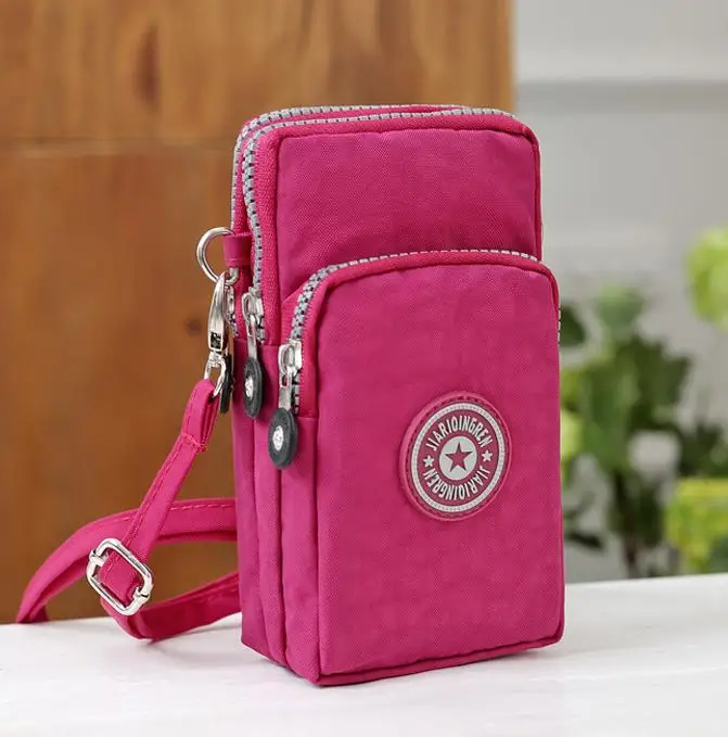 Спортивная универсальная сумка-кошелек для iPhone 6, 7 Plus, портативный чехол для iPhone 6S, наплечная сумка для мобильного телефона, кобура - Цвет: Dark Red