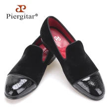 Piergitar neue stil lackleder zehe mit Ochsen punch Handgemachten männer samt schuhe hochzeit und mannmüßiggänger des wohnungen