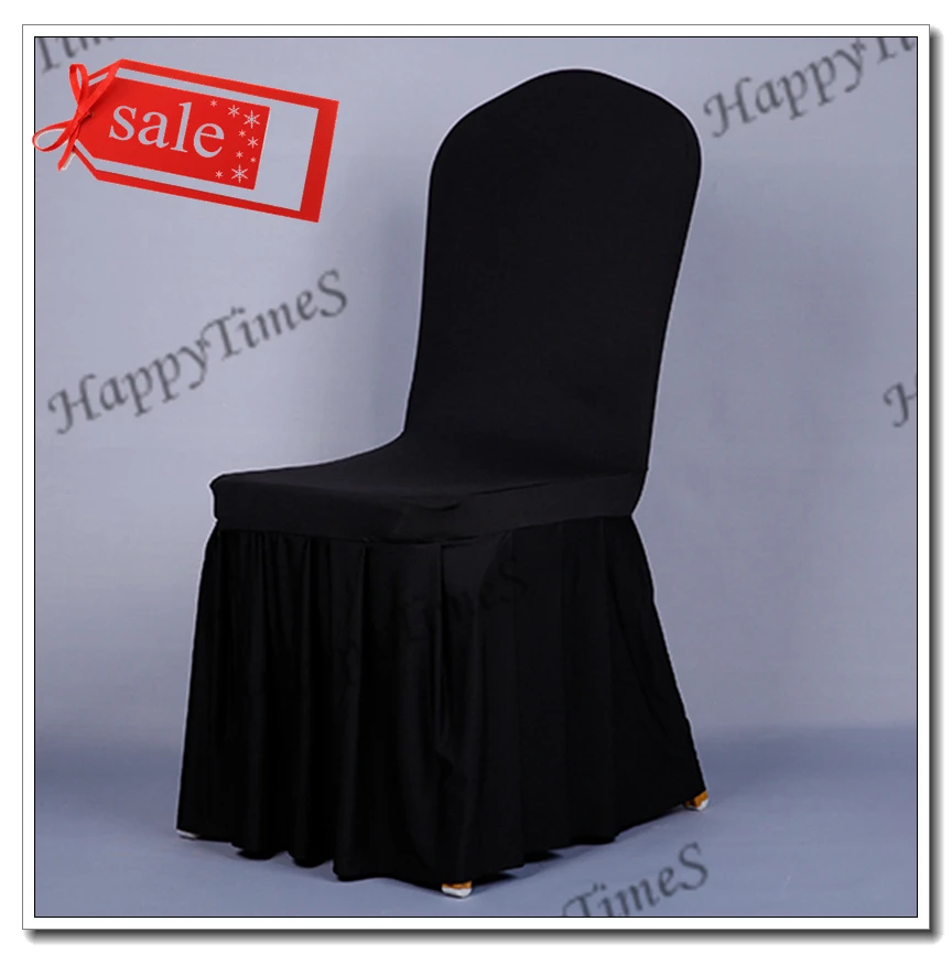 100pcs/lot Good Black Polyester Spandex Tufted Chair Cover For Wedding