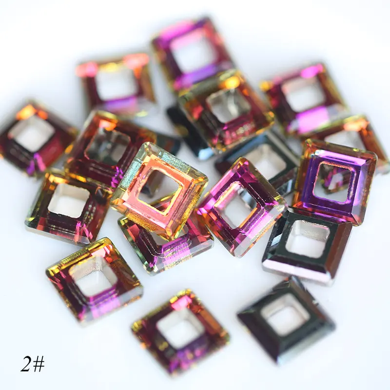 8-10 мм квадратной формы многоцветные кольца с ангелами стеклянные Полые бусины Кристалл кабошом для самостоятельного изготовлен - Цвет: color 2