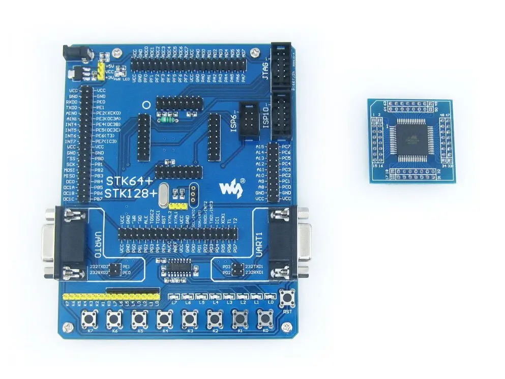 ATmega64 доска ATmega64A Atmel AVR развития борту комплект + 2 шт. ATmega64A-AU ядер = WaveShare STK64 + премиум бесплатная доставка