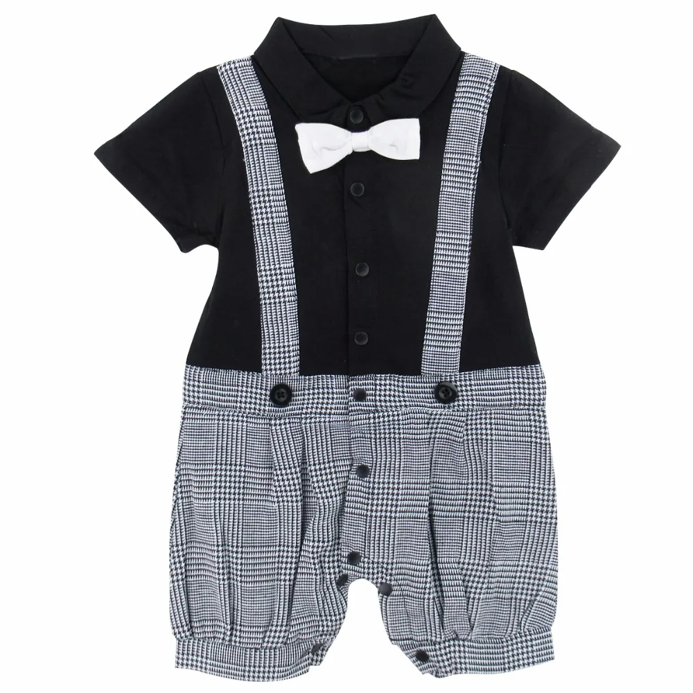 Buy Baby Boys Gentleman Outfit Romper Infant Suspender Jumpsuit with Bowtie