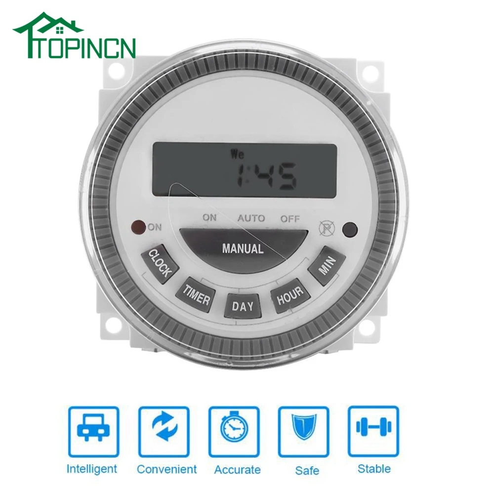 

7 Days Weekly Digital Timer Switch Programmable Time Switch for Office Working Home Garden Irrigation Weekly Regular Reminder