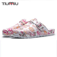 Hospital Surgical Medical Slippers Floral Printed Doctor Nurse Dentist Waiter Workwear Cleaning Shoes Lab SPA Beauty Salon Shoes