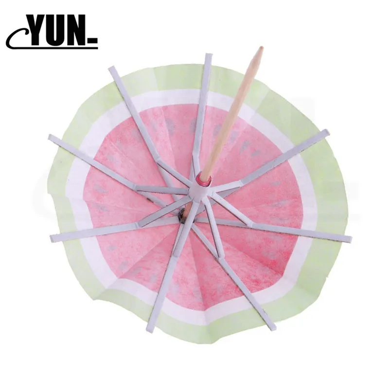 Hawaiian Watermelon Umbrella  Sign Beach Pool  Bamboo Stick Fruit Toothpick Cocktail Decor Birthday Party Decoration 8D (17)