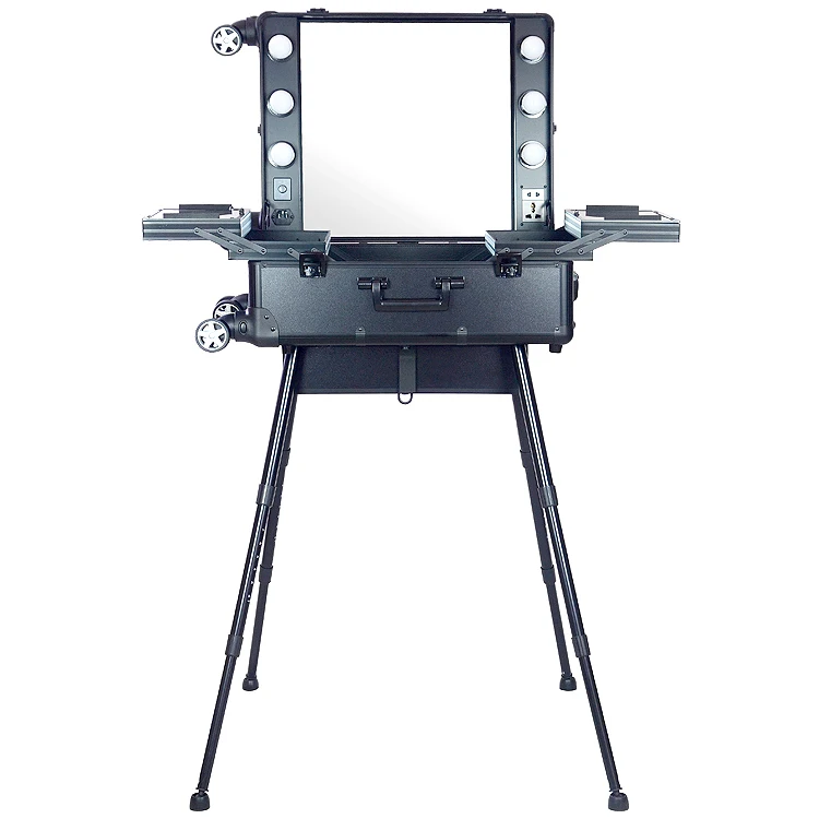 Buy aluminium aluminum makeup case with 4 stands