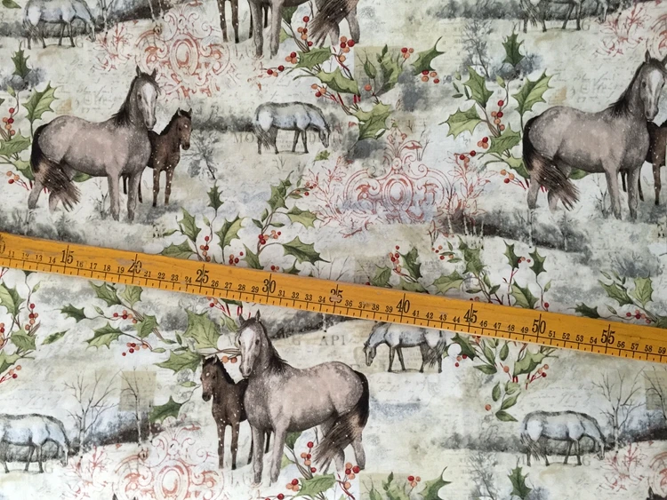 110cm (43in) 100 Cotton Horses is in the Flowers Printed USA Quality