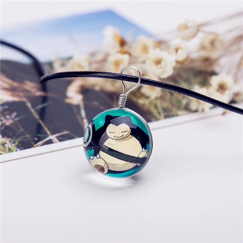 Популярное стеклянное ювелирное ожерелье Eevee Pokeball подвеска Pokemon Ball Персонализированное изображение ожерелье s - Окраска металла: 8