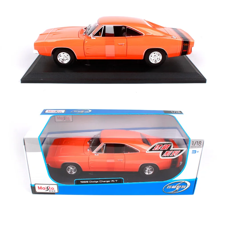 Maisto 1:18 1969 dodge charger rt black orange car diecast shape 290*105*75  car model luxury motorcar collecting for men 31387