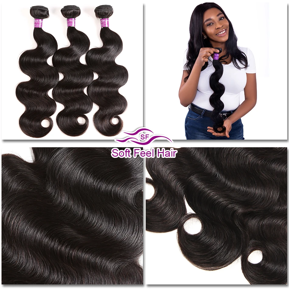 Soft Feel Hair 1/3/4Pcs Ombre Brazilian Body Wave Bundles 1B/Burgundy Ombre Hair Bundles Weave 99J Red Remy Human Hair Extension
