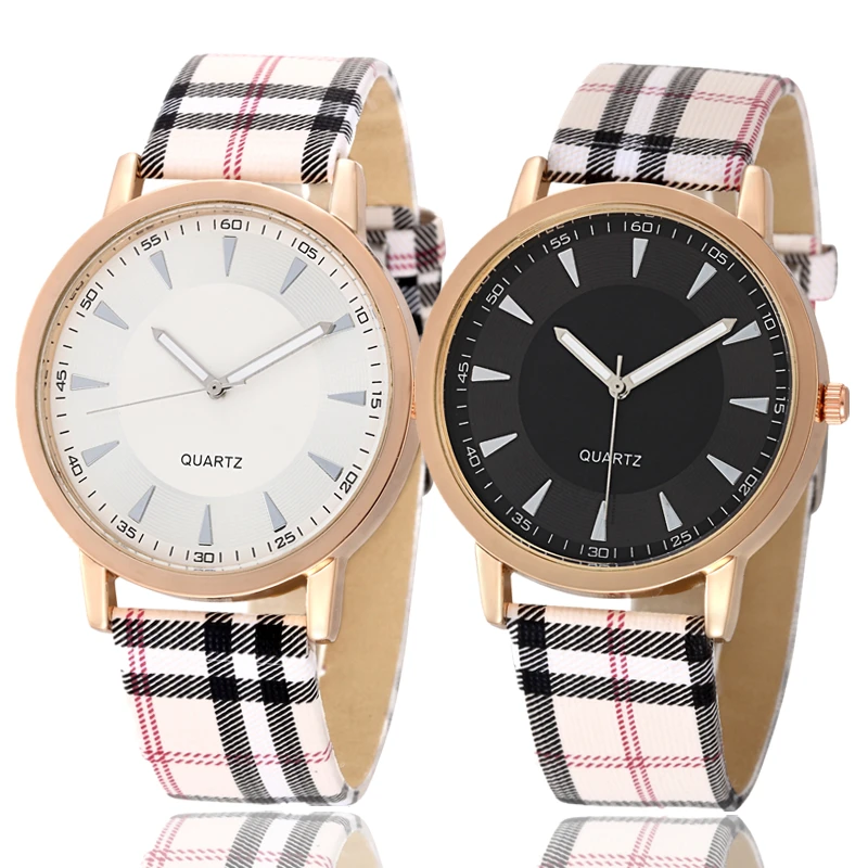 

Watch For Women Casual British Grid Leather Strap Wristwatches Wholesale Luxury Brand Lady Dress Watches zegarek damski