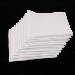 Mouchoir de poche 100% coton, 10 pièces, carré blanc solide, serviette de poitrine vierge, costume de fête de bal, cadeau Vintage 