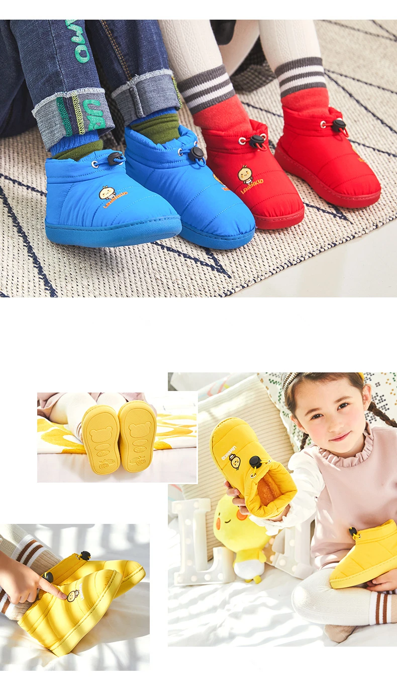 Kocotree/Зимняя Детская домашняя обувь; домашняя хлопковая обувь для мальчиков и девочек; детские короткие ботинки; теплые тапочки для спальни с деревянным полом