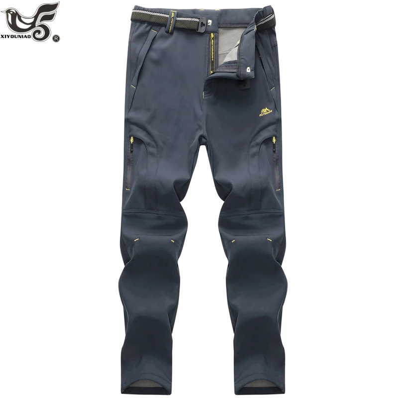 

XIYOUNIAO plus size M~6XL7XL 8XL men winter waterproof Soft shell Jogger pants Fleece warm Breathable Quick Dry Cargo trousers